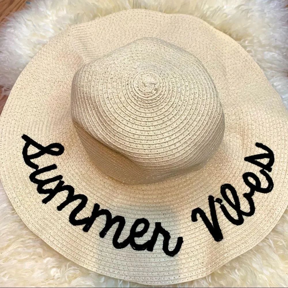 Summer vibes embroiders Floppy straw hat